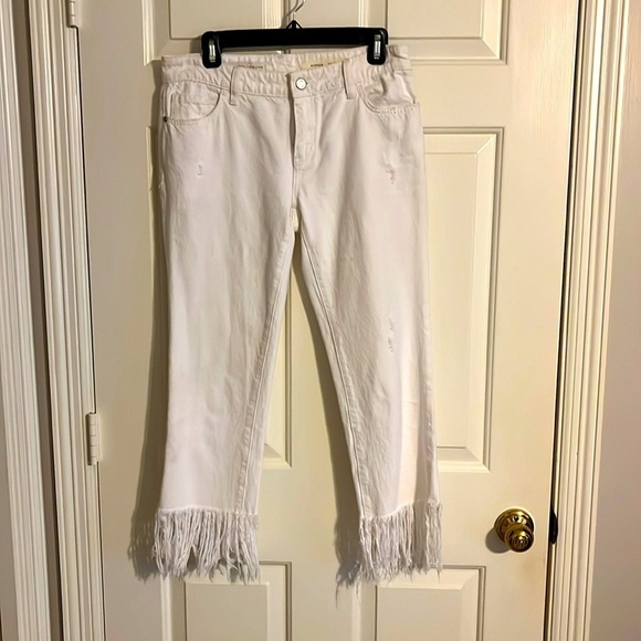 Pilcro and the Letterpress Hyphen Straight Leg Distressed Fringe Jeans Size 26 - Picture 3 of 7